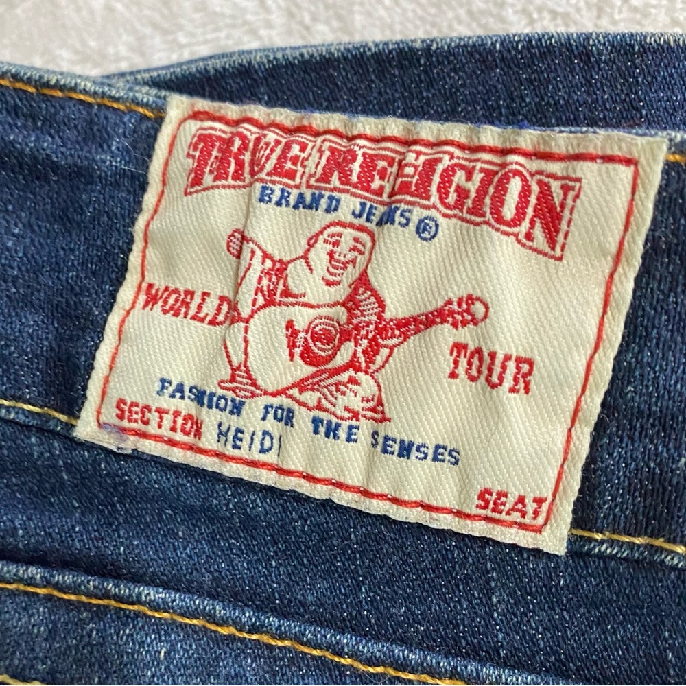 Vintage Y2K True Religion Heidi Dark Wash Ultra Low Rise  Flare Leg Jeans 25 - Picture 5 of 16